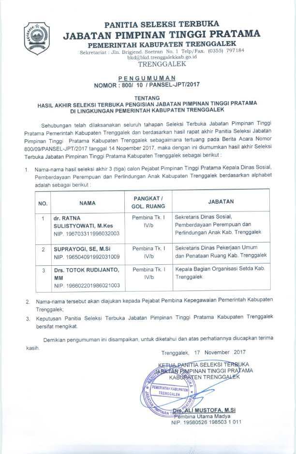 Pengumuman Pansel JPT